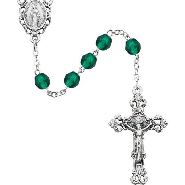 May Blessed Mary Emerald Glass Rosary