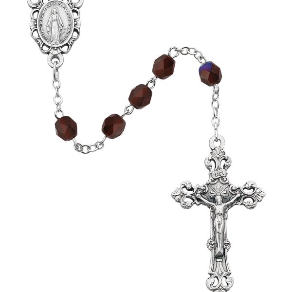 January Blessed Mary Garnet Glass Rosary