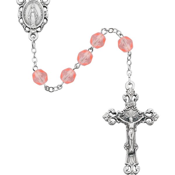 October Blessed Mary Rose Glass Rosary