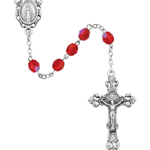 July Blessed Mary Ruby Glass Rosary