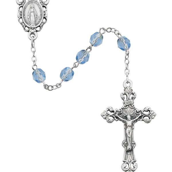 December Blessed Mary Zircon Glass Rosary