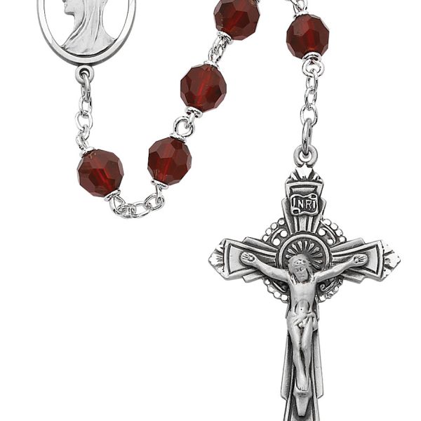 Blessed Virgin Mary Garnet Crystal Tincut Rosary