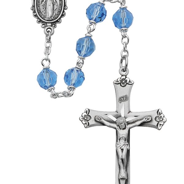 Blessed Mary Blue Tincut Crystal Rosary