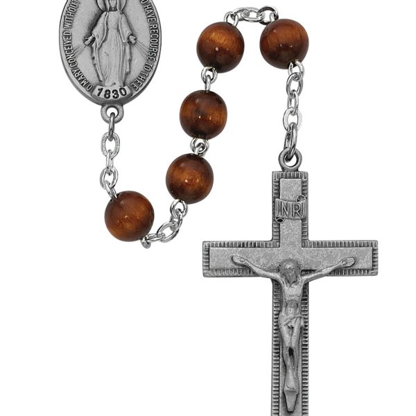 Blessed Mary Brown Wood and Sterling Silver Rosary