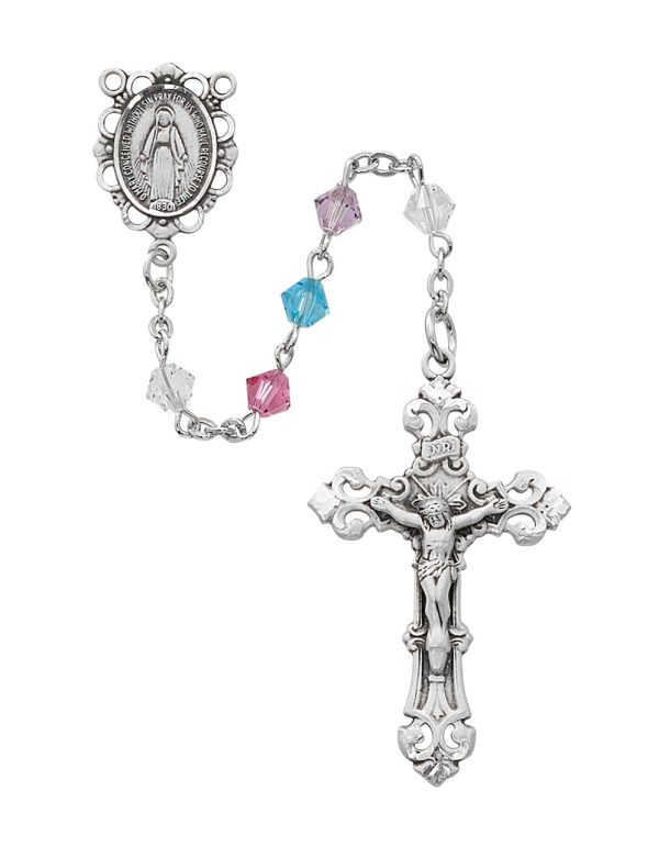 5mm Swarovski Crystal Rosary Beads with Sterling Silver Crucifix