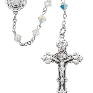 5mm Crystal Swarovski Bead Rosary Beads with Sterling Silver Crucifix