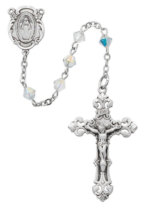 5mm Crystal Swarovski Bead Rosary Beads with Sterling Silver Crucifix