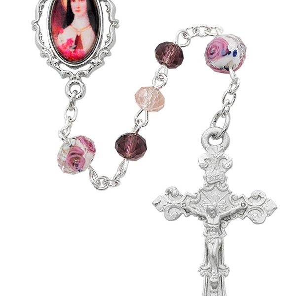 Saint Therese Multi Pink Crystal Rosary