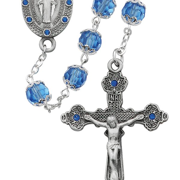 Blessed Mary Blue Glass Rosary
