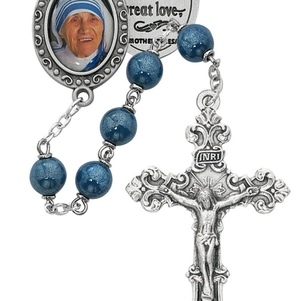 Saint Teresa of Calcutta Blue Pearl Rosary
