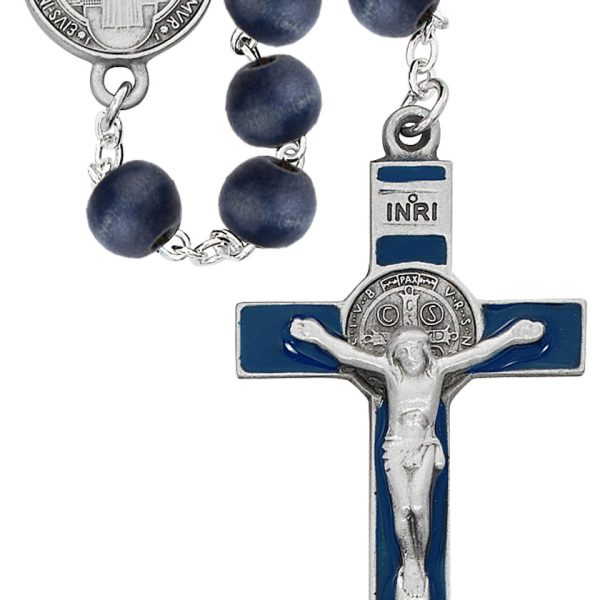Saint Benedict Blue Wood Rosary