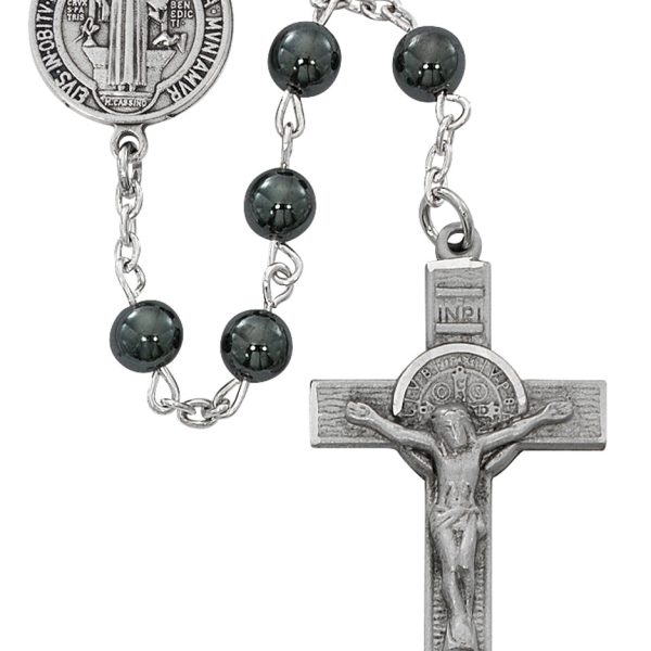Saint Benedict Hematite Rosary