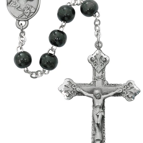 Sacred Heart of Jesus Black Wood Rosary