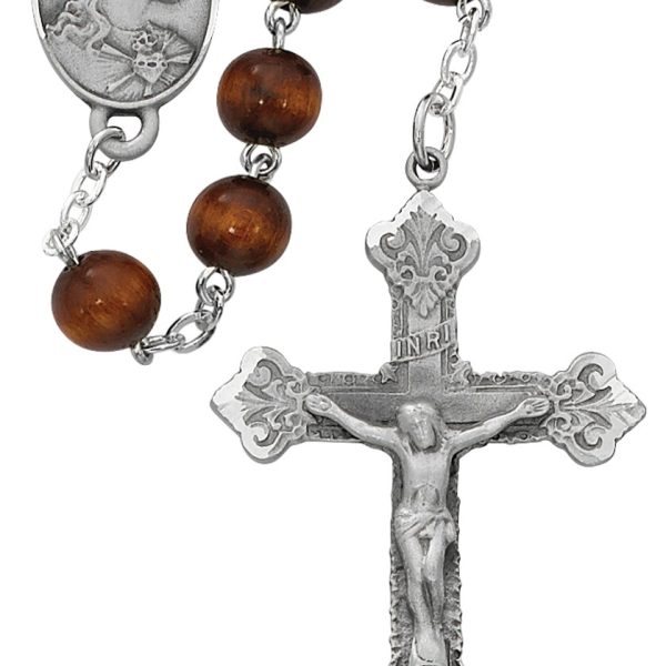 Sacred Heart of Jesus Brown Wood Rosary