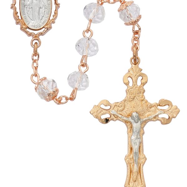 Blessed Mary Gold Plated Crystal Rosary
