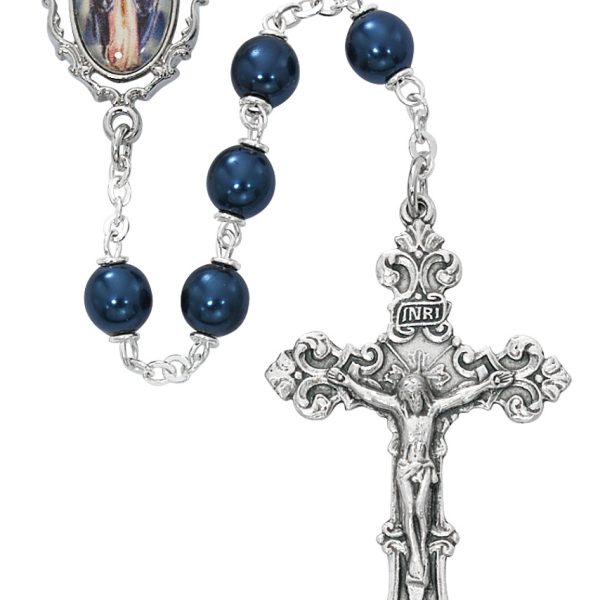 Our Lady of Grace Blue Pearl Glass Rosary
