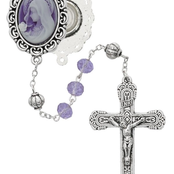 Our Lady of Lourdes Water Violet Cameo Rosary