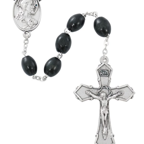 Sacred Heart of Jesus Black Wood Rosary