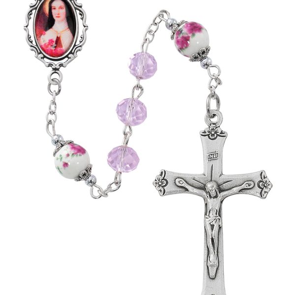 Saint Therese Pink Crystal Rosary