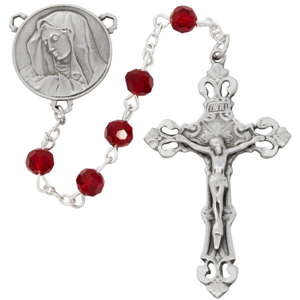 Our Lady of Sorrows Red Aurora Borealis Rosary