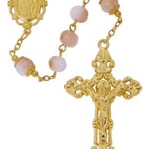 Blessed Mary Gold Plated Matt Aurora Borealis Crystal Rosary