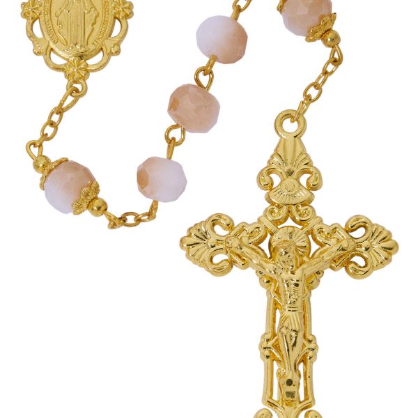 Blessed Mary Gold Plated Matt Aurora Borealis Crystal Rosary