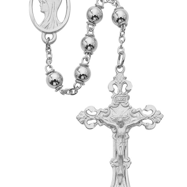 Blessed Virgin Mary Silver Metal Rosary