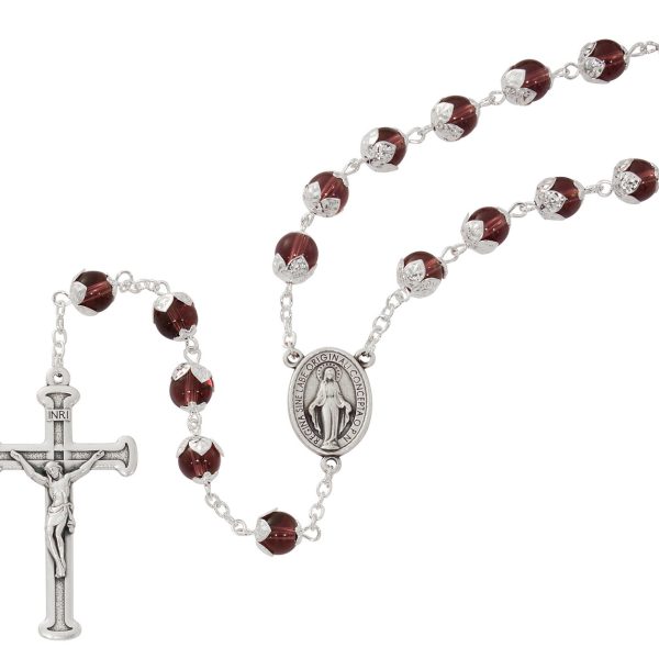 Blessed Mary Amethyst Glass Rosary