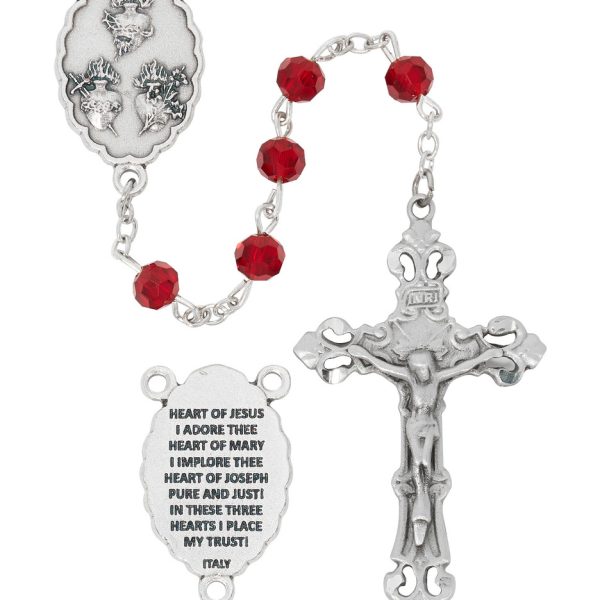 Three Sacred Heart Garnet Rosary