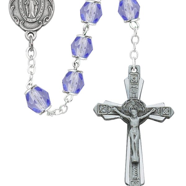 Blessed Mary Periwinkle Glass Rosary
