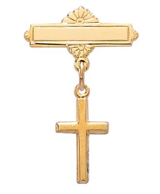 Gold On Sterling Cross Baby Pin