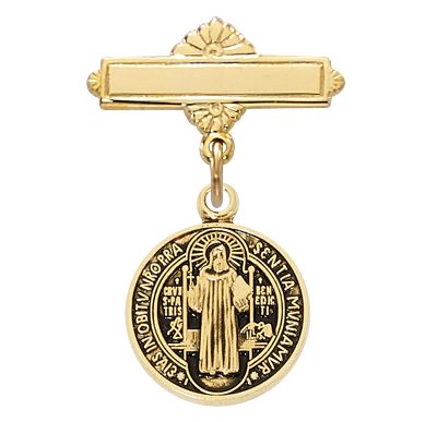 Gold/Ss St. Benedict Baby Pin Deluxe Box