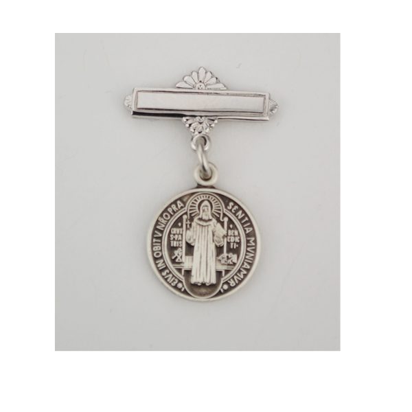Sterling Silver St. Benedict Baby Pin Deluxe Box