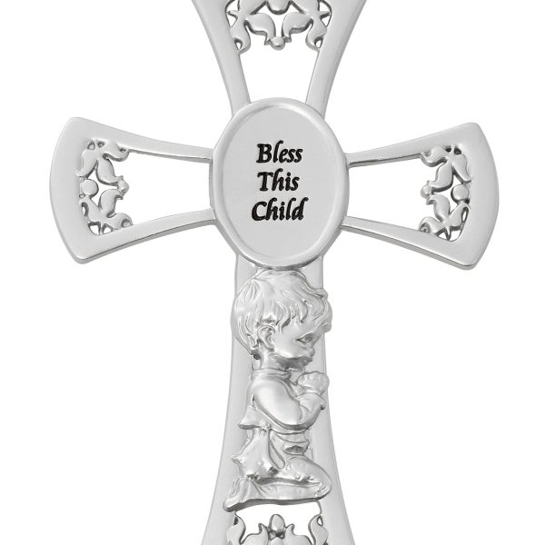 6 Inch Pewter Baby Boy'S Cross