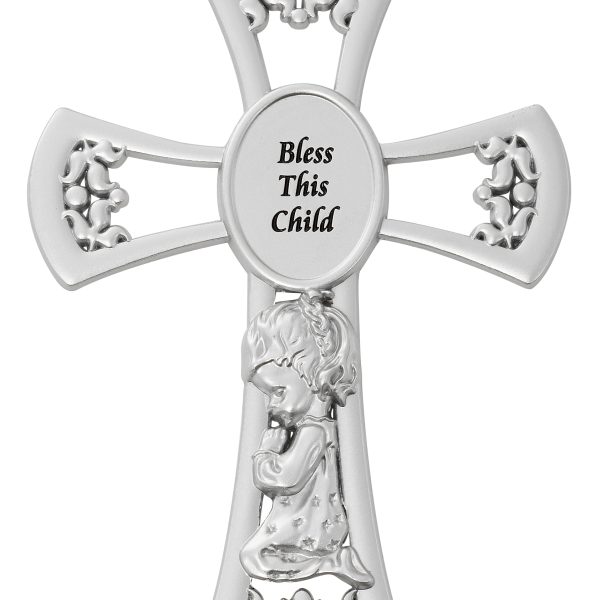 6 Inch Pewter Baby Girl'S Cross