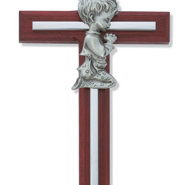 6 Inch Cherry Stained Boy'S Cross