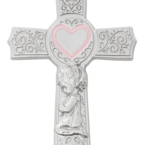 6 Inch Pewter Baby Girl Cross
