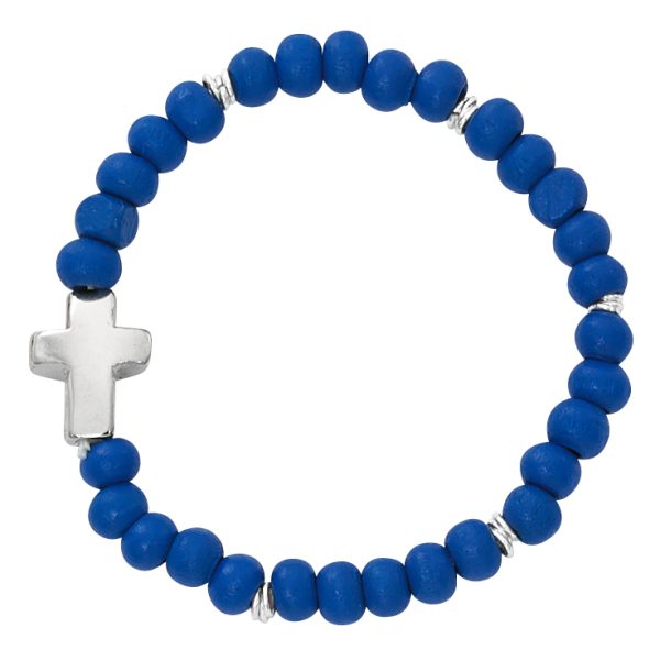 Baby Blue Wood Stretch Bracelet And Hang Bag