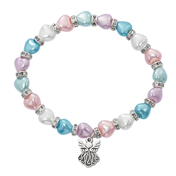 5.5" Mult Pearl Heart Baby Bracelet And Hang Bag