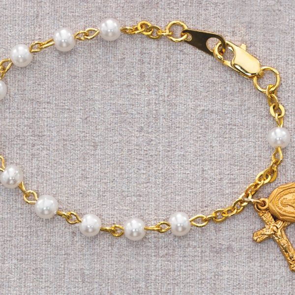 5 1/2In Gold Pearl Like Baby Bracelet