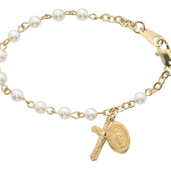 5 1/2In Gold Pearl Like Baby Bracelet