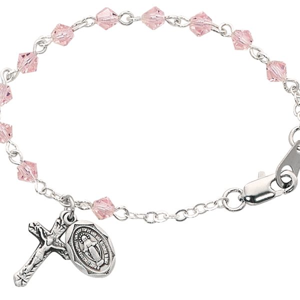 5 1/2In Pink Crystal Baby Bracelet