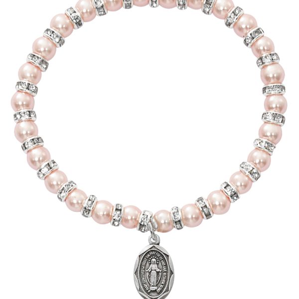 Pink Baby Stretch Bracelet And Sterling Medal