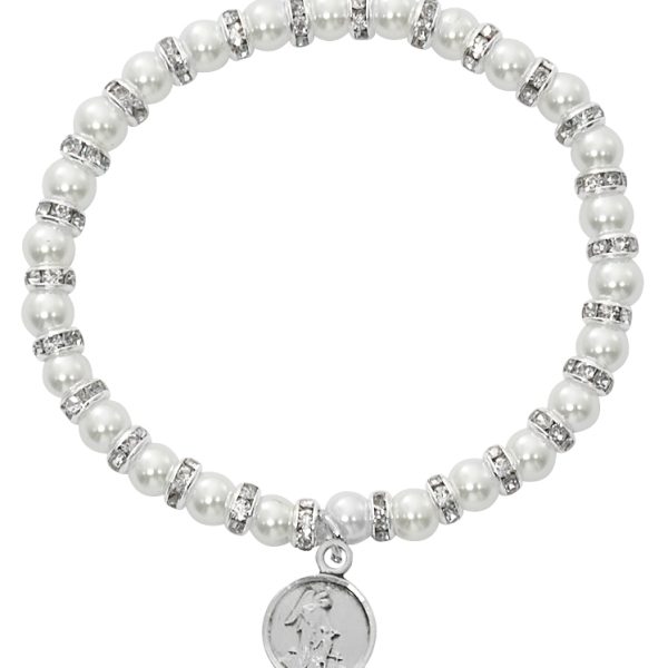 White Baby Stretch Bracelet And Sterling Angel