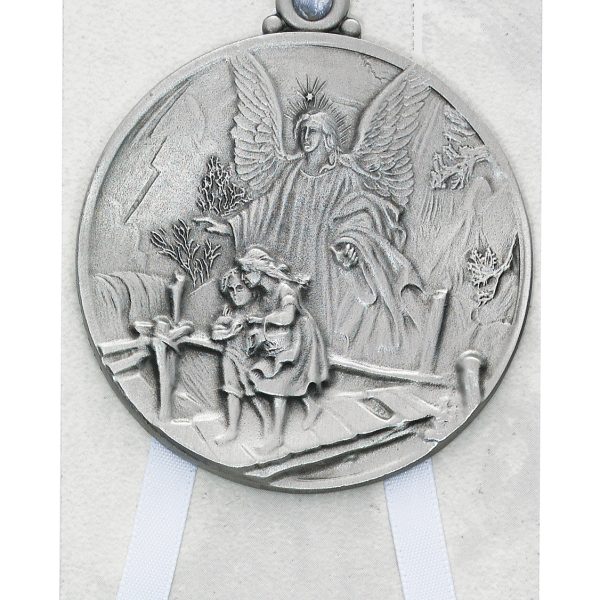 White Guardian Angel Crib Medal