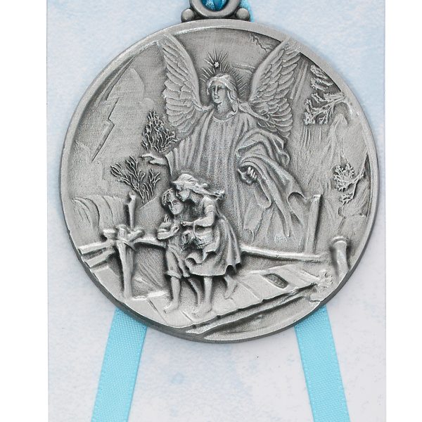 Blue Guardian Angel Crib Medal - Boy