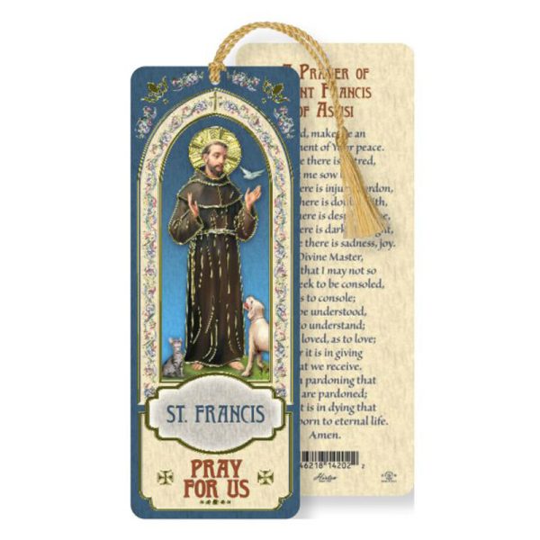 Saint Francis Laminated Bookmark with Tassle